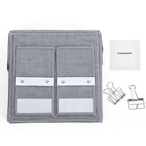 Songmics Hänge-Aufbewahrung mit 2 Klettband 30 x 130 x 30 cm Hängeregal Organizer für Kleiderschrank 6 Regalfächer + 2 Klammern grau RCH06G - 7