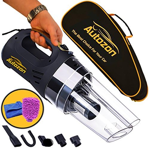 Car Vacuum Cleaner High Power 12v DC 150W 4500PA Suction with LED Light Portable Handheld Auto Vacuum Wet Dry 14FT(5M)Power Cord. FREE BONUS - Carrying Bag + Car Wash Mitt + Microfiber Towel, Autozon