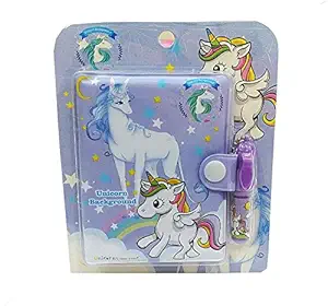 STATRO Unicorn Cartoon Printed Small Diary with Small Pen for Kids (Pack of - 1)