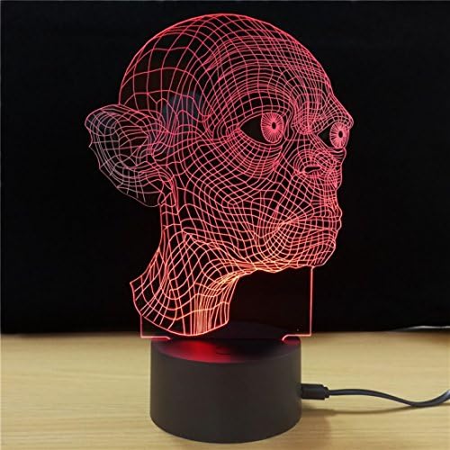 Sweetcreature 3D Optical Illusion Desk Lamp Star Wars 3D Optical Illusion Night Light 7 Color LED 3D Lamp 3D LED For Kids and Adults Alien Head Light Up