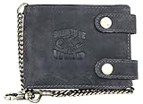 Billetera gris Born to be wild estilo motero de cuero con cadena de metal con el escorpión