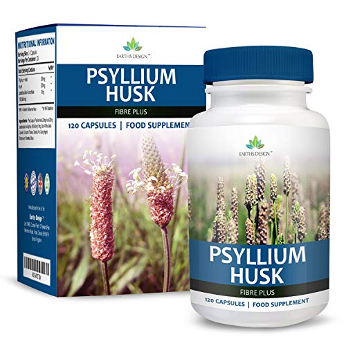 Cáscara de Psyllium - Suplemento de Fibra Psyllium 500mg - 120 Cápsulas (Suministro Para 2 Meses) de Earths Design