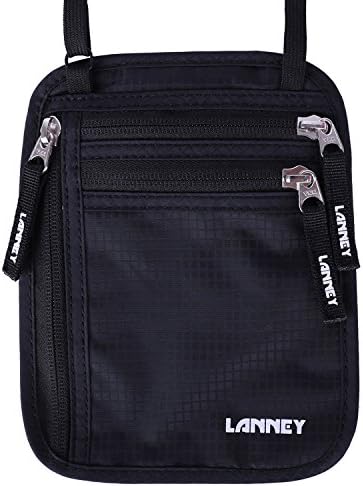 Travel Neck Wallet RFID Blocking Passport Holder Pouch-Anti-Theft Hidden Wallet (Black)