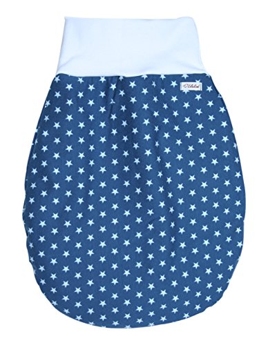 Schlafsack Strampelsack Pucksack LILAKIND Frühling/Sommer Sterne Petrol Weiß