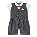 EFE Infant Toddler Baby Boys Gentleman Bowtie Romper Suit Wedding Christening Tuxedo Party Outfits Black 18-24 Months