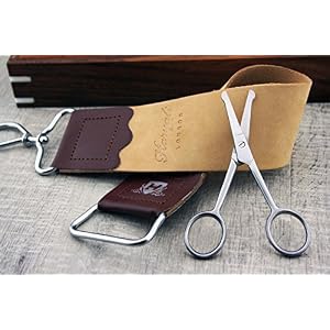 Handle Straight/Cut Throat Razor with Strop, Paste and Trimming Scissors - Image 4