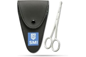 SMI Tijeras Nariz Tijeras Bigote Pequeñas Tijeras Barba Para el Aseo Personal Acero Inoxidable Tijeras Para la Nariz con Estuche