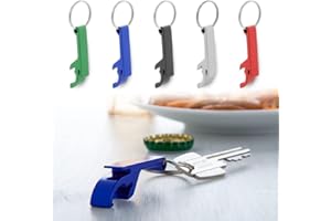 ANTEVIA MATÉRIAUX Antevia - Set di 4 portachiavi apribottiglie design in alluminio, oltre 10 modelli, portachiavi | colori disponibili: blu, grigio, nero, rosso, verde (Russel)