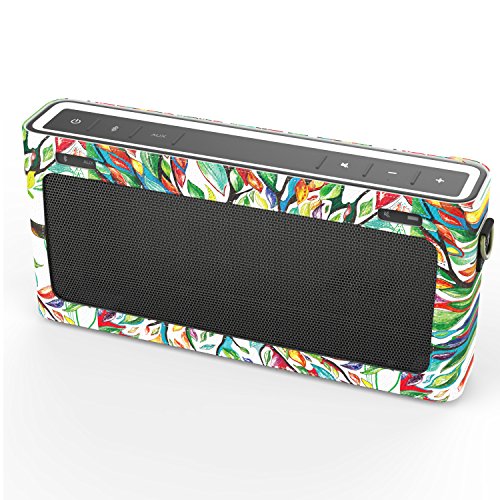 MoKo Bose SoundLink III Bluetooth Lautsprecher Hülle Abdeckung, Premium PU Leder Schutzhülle Case mit Handschlaufe/Karabiner für Bose SoundLink 3 Bluetooth Wireless Speaker, Glück Baum
