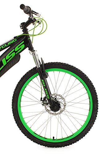 KS Cycling Kinder Jugendfahrrad Mountainbike Fully Bliss RH 38 cm Fahrrad, Schwarz-Grün, 24 - 8