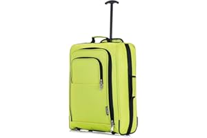FLYMAX 56x45x25 Easyjet Cabin Bag Hand Luggage Approved Cabin Case Lightweight Suitcase Also Approved for BA Jet 2 1.5kg 57L Lime