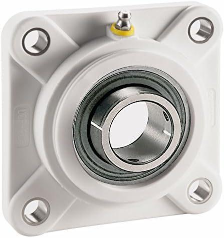 System Plast UCFQ205-16-NC 4-Bolt Flange Bearing, White Nolu-Clean Housing with 1" Bore Diameter