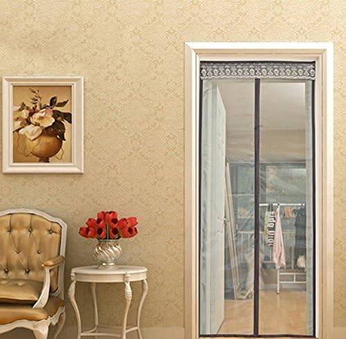 Summer Mosquito Magnetic Screen Door Encryption Grid Waterproof Ventilation Breathable Magnetic Curtain Mute Soft Sand Door,Grey-90*210cm(35.4*82.7in)