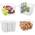 shiok decor™ Storage Baskets with Handle (4 pack) -(multipurpose) for Kitchen Cabinets, Pantry, Bathrodom,fruit,vegetables, Laundry Room, Closets, Garage, 10" x 10" x 5.5" - white(steel)