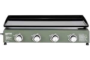 BRIGROS MasterCook - Piastra A Gas Professionale Da Esterno In Acciaio Inox Con 2, 3, 4 Fornelli Regolabili, Piastra A Gas Per Grigliare All’aperto In Campeggio O Giardino (Verde, 4 bruciatori)