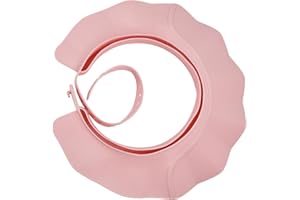 EHUIHUAN Gorro Ducha Bebe Protector de Ojos y Oídos - Silicona Ajustable Tres en Uno para Cabeza - Regadera Baño (Rosa)