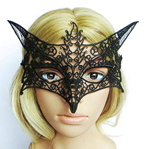 Máscara de ojo de la cara del partido de las mujeres, Emwel Lace traje veneciano atractivo mascarada carnaval fiesta de Halloween baile de baile máscara de disfraces negro