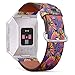 Produktbild Art-Strap Kompatibel mit für Fitbit Ionic - Uhrenarmband Ersatzarmbänder Lederarmband mit Edelstahl-Verschluss und Adapter (Moderne exotische Dschungelpflanzen)