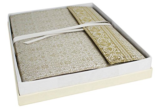 Life Arts Album Photo en Tissu Fait à la Main Sari, Grand Format Blanc