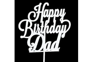 AILEXI Handmade 1 Count Glitter Cake Decorating Toppers - Happy Birthday Dad Silver