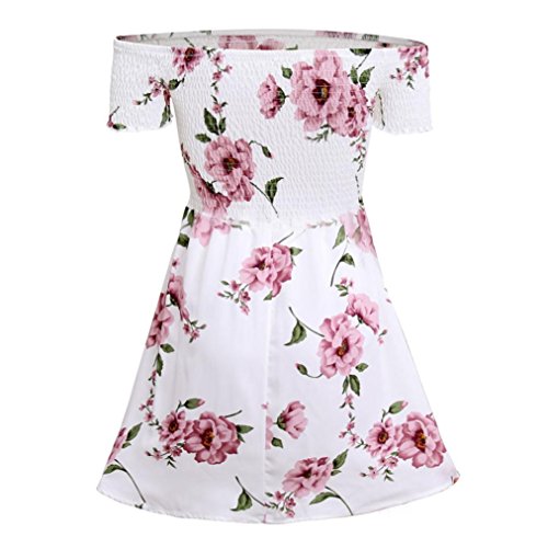Damen Aus Schulter Minikleid, LILICAT Mode Frauen Blumen Strand Beiläufig Abend Party Kleid - 6