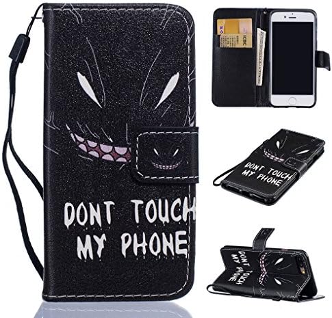 Yidaxing iPhone 7 PLUS Wallet Case, Premium PU Leather Flip Cover Colorful Pattern Design Shockproof Case with Hand Strap and Card Holder for iPhone 7 PLUS, Don’t touch my phone