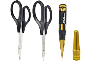 CENPEK RC Karosserie-Reibahle 0-14 mm Lochstanzer mit Hlse und gebogener Schere und gerader Schere Set RC Auto Karosserie Montage fr RC Auto LKW Werkzeuge