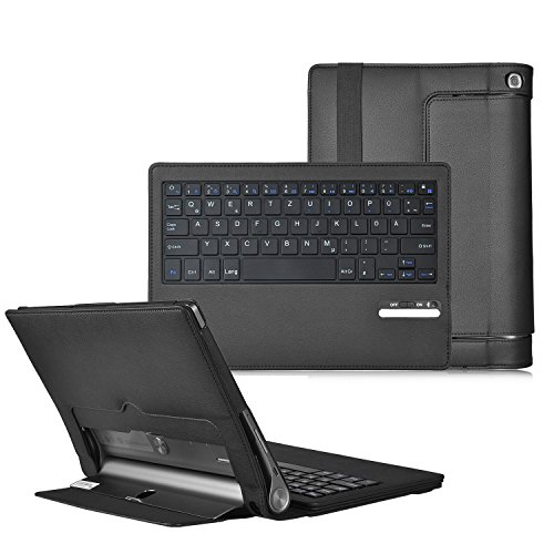 Lenovo YOGA Tablet 3-10 Pro Bluetooth Tastatur [QWERTZ Tastatur]- IVSO mit Standfunction , Abnehmbare Wireless Bluetooth Tastatur Schutzhülle NUR geeignet für Lenovo YOGA Tablet 3-10 Pro 25,6 cm (10,1 Zoll QHD IPS) mit integrierter Projektor/Beamer Tablet-PC, Schwarz - 4
