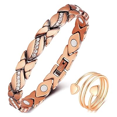 Vicmag Copper Magnetic For Women Ultra Strength Magnetic 99.99% Solid Pure Copper (adjustable Size With Gift Box, Crystal Design) (copper)
