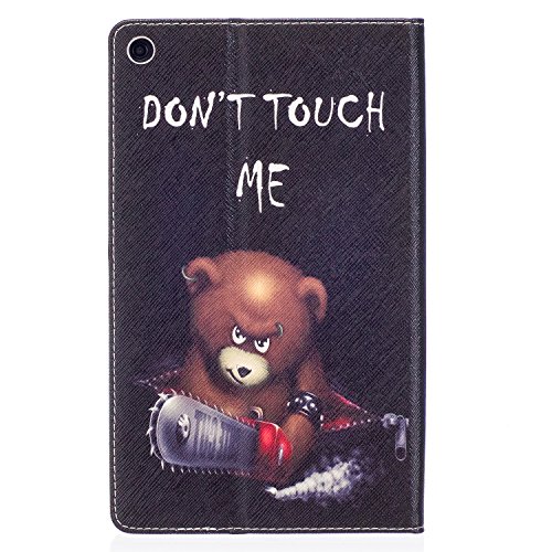 Für Fire HD 8 Hülle,SKYXD Leder Klappbar PU Folio Klappbar Schutzhülle [Auto Schlaf/Wach Funktion] Standfunktion Magnet Klapphülle Zubehör Handy Tasche für Amazon Fire HD 8 (6. Generation – 2016 Modell) Case Bookstyle Flip Leather Cover – Bär Don’t Touch - 3