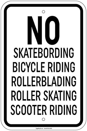 Impreqaa No Skateboards Bike Rollerblades Roller 12 x 16 Inch Aluminum sign