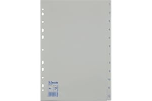 LEITZ Esselte przekładki na format A4, 12 przekładek, zakładki z nadrukiem cyfrowym 1-12, niebiesko-białe, wytrzymałe tworzywo sztuczne, 100153