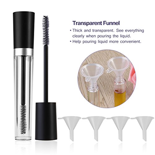 PIXNOR Leere Mascara Rohr mit Wimpern Zauberstab Wimpern Creme Container Flasche, Rubber fügt Trichter-Set für Castor Oil 7,5 ml und 10ml - 3