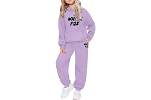 GENERIC Kids Tracksuit Full Set Oversized 2 Piece Outfit Girls Tracksuit Set Kids Trendy with Letter Print Long Sleeve Pullover Sweatshirt and Girls Sweatpants Sportswear Jumper
