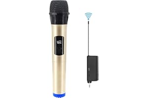 Hensych Ręczny mikrofon bezprzewodowy UHF Dynamiczny mikrofon z przenośnym mini odbiornikiem z wyświetlaczem LED, obsługa wielu systemów audio, głośników, wzmacniaczy, bezprzewodowy system mikrofonowy