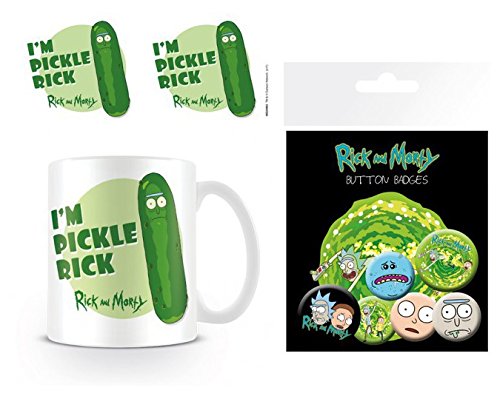 Set: Rick Y Morty, Yo Soy Rickinillo, Pickle Rick Taza Foto (9x8 cm) Y