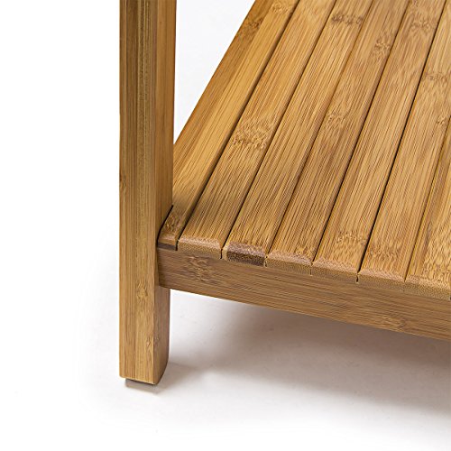 Relaxdays Kleiderständer Bambus H x B x T: 156 x 56,5 x 40 cm stabiler Garderobenständer aus Bambus mit 1 Ablagefläche im originellen gekreuzten Design als Schuhablage für Flur und Diele, natur - 6