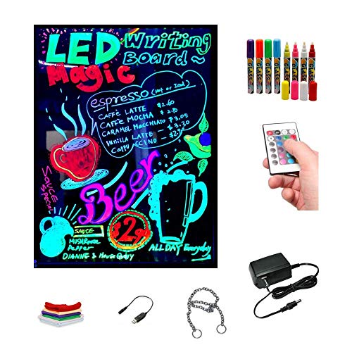 Pizarra LED luminosa 40x60cm  RGB  acr  lica   PACK 8 ROTULADORES  ENTREGA 1-3 D  AS