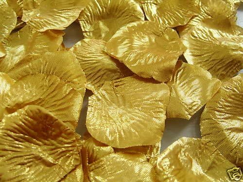 100 QUALITY GOLD METALLIC SILK ROSE PETALS CONFETTI/WEDDING