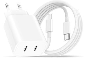 ANVSI USB C Ladegerät 2M Ladekabel für iPhone 16 15/16 15 Pro/16 15 Pro Max/16 15 Plus/iPad Pro 12.9/Air 4. 5. 2024,2-Ports 20W USB C Adapter Netzteil Stecker Charger Schnellladegerät Schnellladekabel Kabel