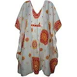 Indiatrendzs Women's Printed Cotton Kaftan Designs Top / Kimono Loose Caftan Dress 60"