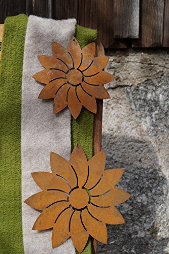 Rost Blume Modern Hänger 2er Set Deko Dekoration Edelrost Garten Metall Eisen - 3