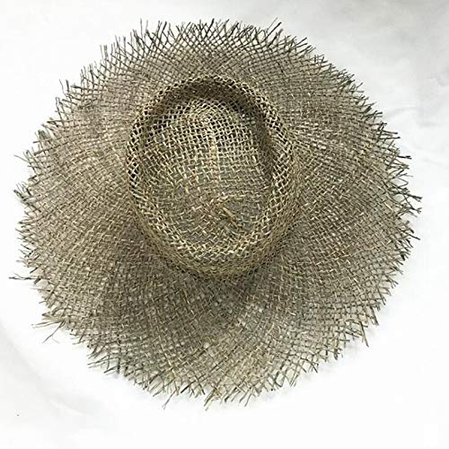 Preisvergleich Produktbild LIWEIL Natürlicher Sonnenhut Atmungsaktive Strohhüte Sommer Strandhut mit breiter Krempe Jazz Strohhut