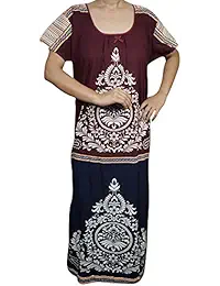 Indiatrendzs Women Cotton Nighty Printed Summer Nightwear Maxi Nightgown 48" (Maroon)