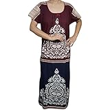 Indiatrendzs Women Cotton Nighty Printed Summer Nightwear Maxi Nightgown 48" (Maroon)