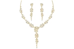 Cangall Jewellery Sets for Women, Necklace and Drop Earring Sets with Clear Crystal, Crystal Wedding Jewellery Set for Ladies Bride Bridesmaid, Women's Jewellery Set for Prom Engagements Parties