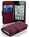 Produktbild Cadorabo Hülle für Apple iPhone 4/ iPhone 4S Hülle in Handyhülle mit Kartenfach aus Struktriertem Kunstleder Case Cover Schutzhülle Etui Tasche Book Klapp Style Bordeaux Lila