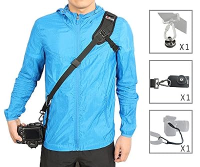 WITHLIN® Ensemble professionnel de photographie - Sport bandoulière avec plaque de montage de la sangle de sécurité pour appareil photo SLR DSLR (Canon Nikon Sony Pentax Olympus, etc.)