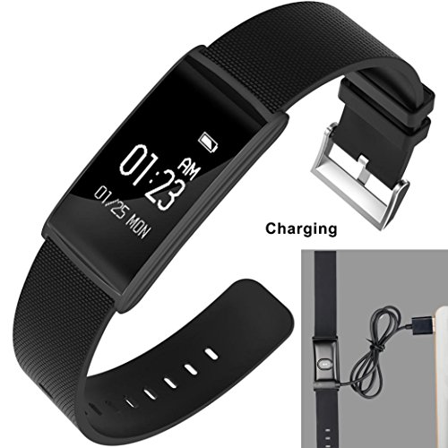 ROGUCI Smart Armband Wristband, IP67 Wasserdichte Blutdruck Oxygen + Oximeter Herzfrequenz Müde Monitor Fitness Schlaf Gesundheit Tracker, Smart Sport Tracking Armband Für iOS 8.0 Android 4.4, tägliche Laufleistung Pedometer Schritt Zähler Kalorien verbrannt Messung Call SMS Erinnerung Sesshaft - 7
