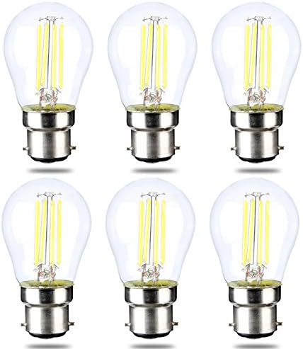 Pack of 6 4 W Dimmable 400lm LED Filament Candle Light Bulb Daylight 6000 K B22 Candelabra Base 40 W Incandescent Equivalent YT G45 12